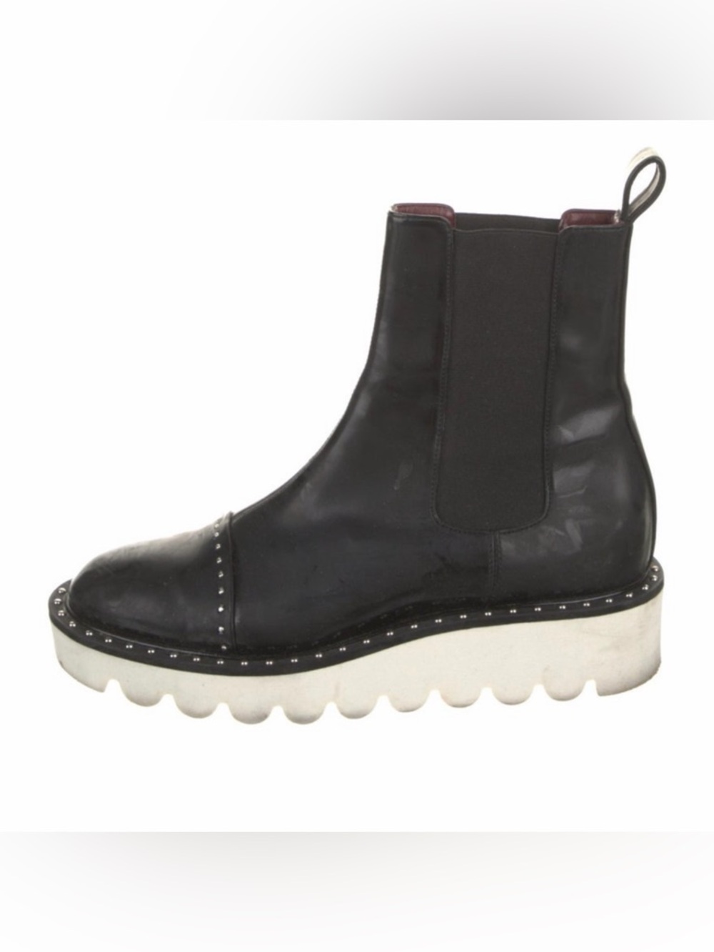 Stella McCartney Black Chelsea Boot with White Lug Sole